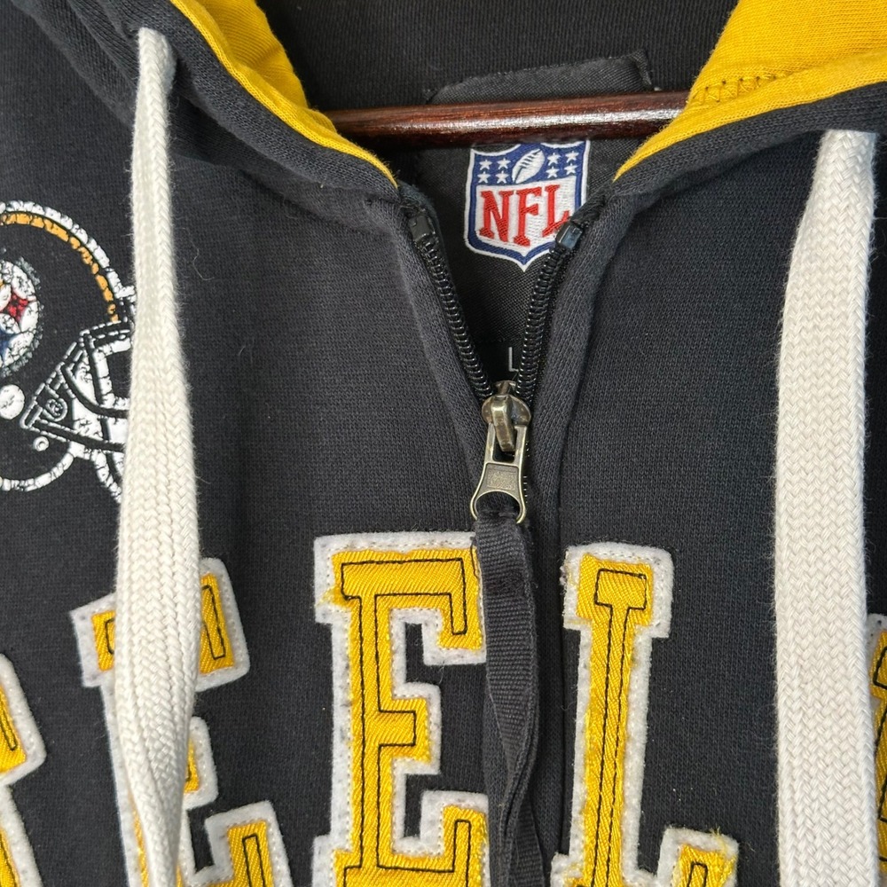 NFL Pittsburgh Steelers Football Black Full Zip Hoodie Mens Large‎ - Picture 4 of 16